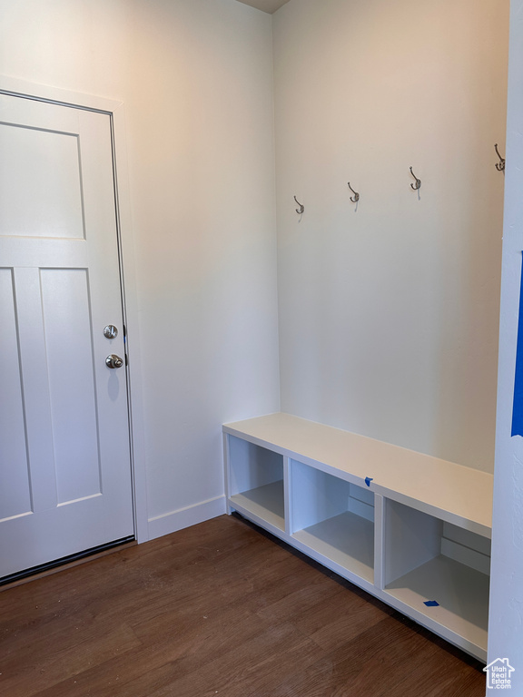 Mudroom with dark hardwood / wood-style floors