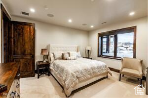 Bedroom featuring carpet floors