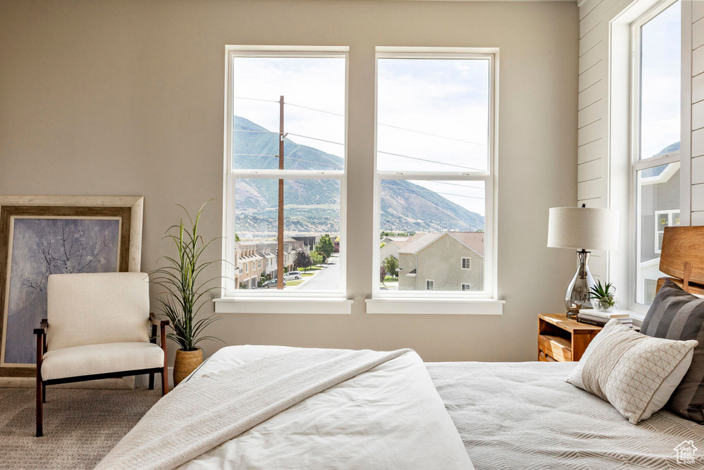 Bedroom with a mountain view