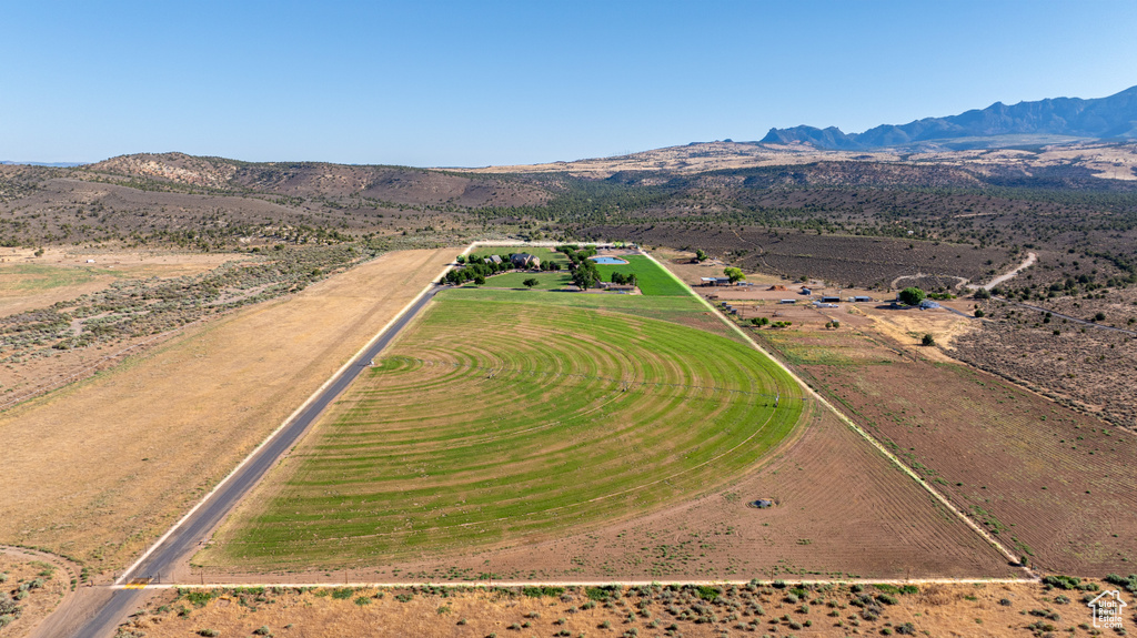 Aerial view with a mountain view and a rural view