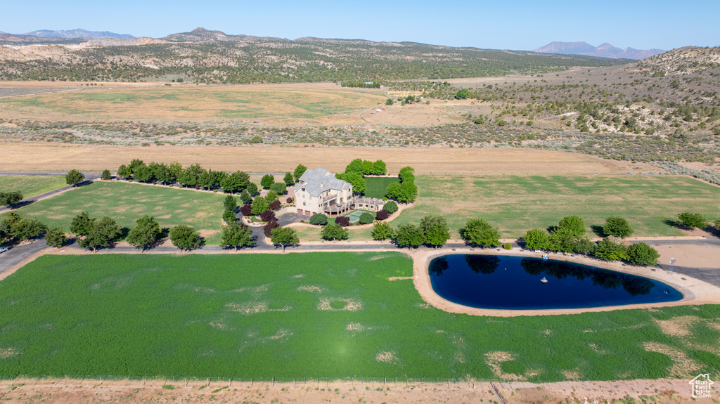 Aerial view with a mountain view and a rural view