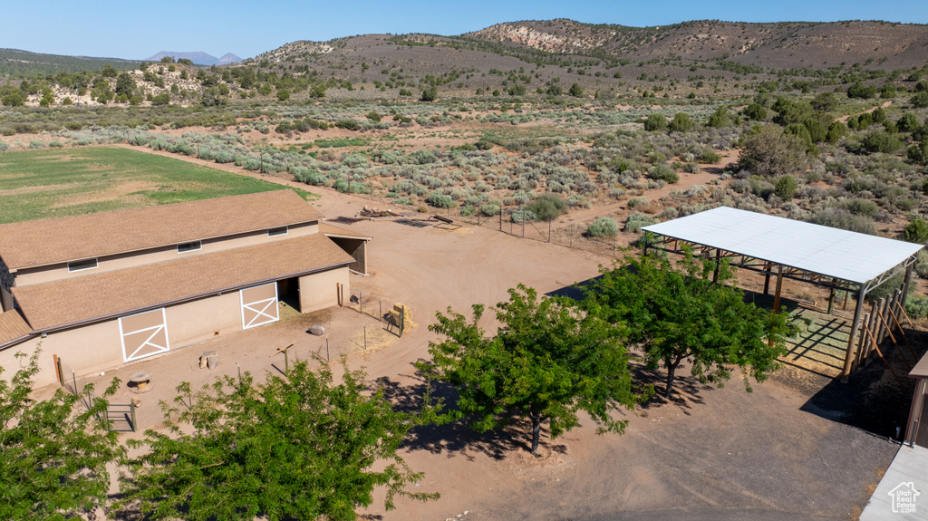 Drone / aerial view with a mountain view