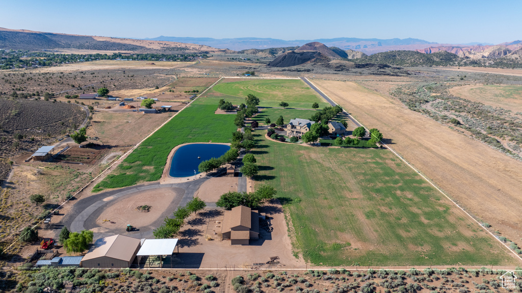 Aerial view featuring a mountain view