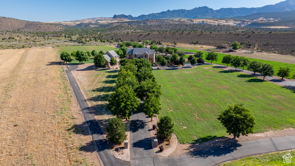 Aerial view featuring a mountain view