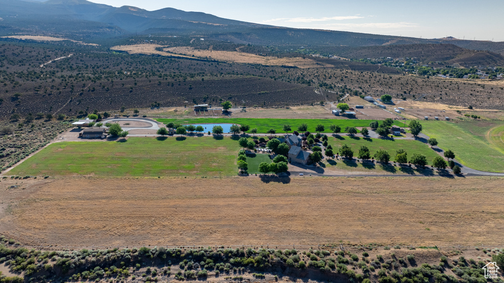 Drone / aerial view with a mountain view