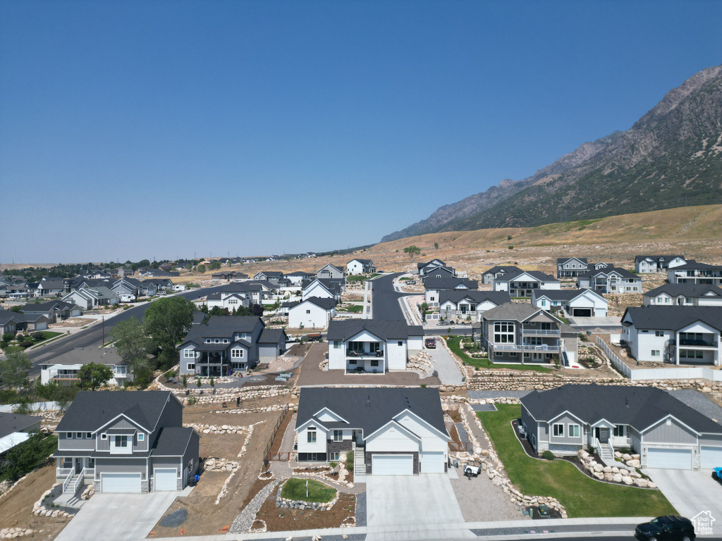 Aerial view featuring a mountain view