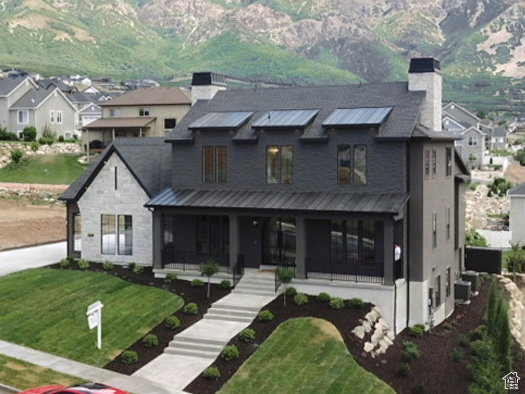 View of front facade featuring a mountain view