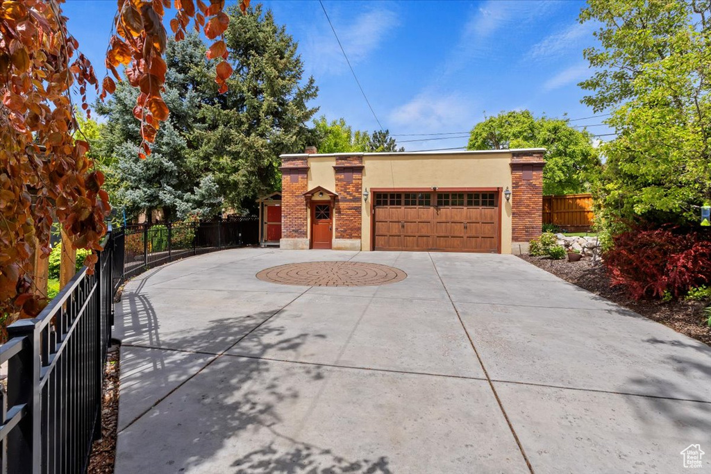 View of front of house with a garage