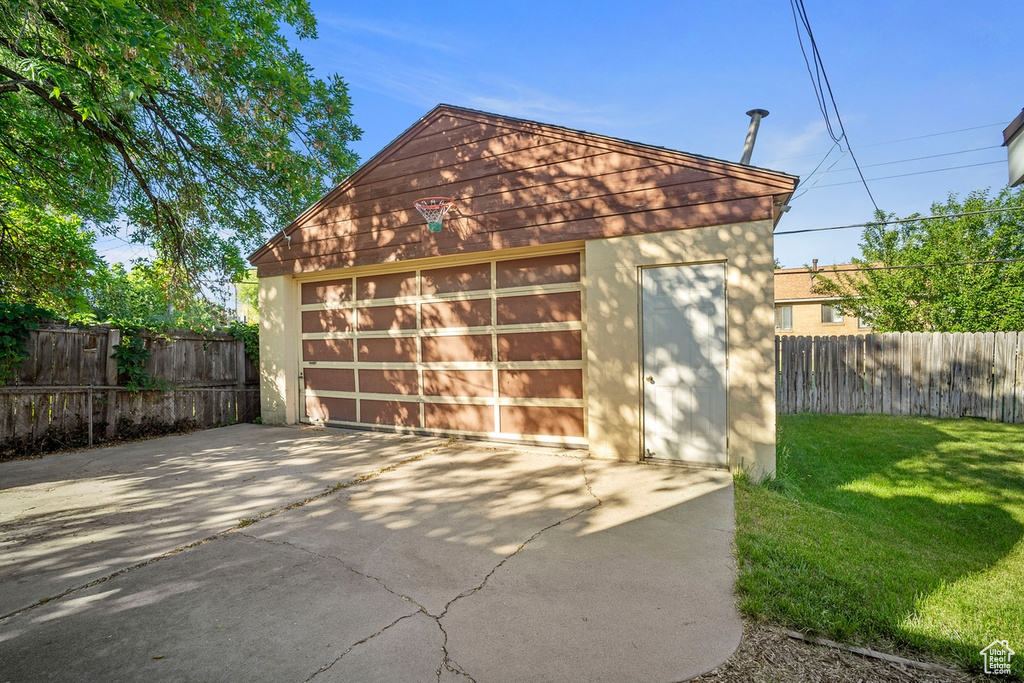 Garage with a yard