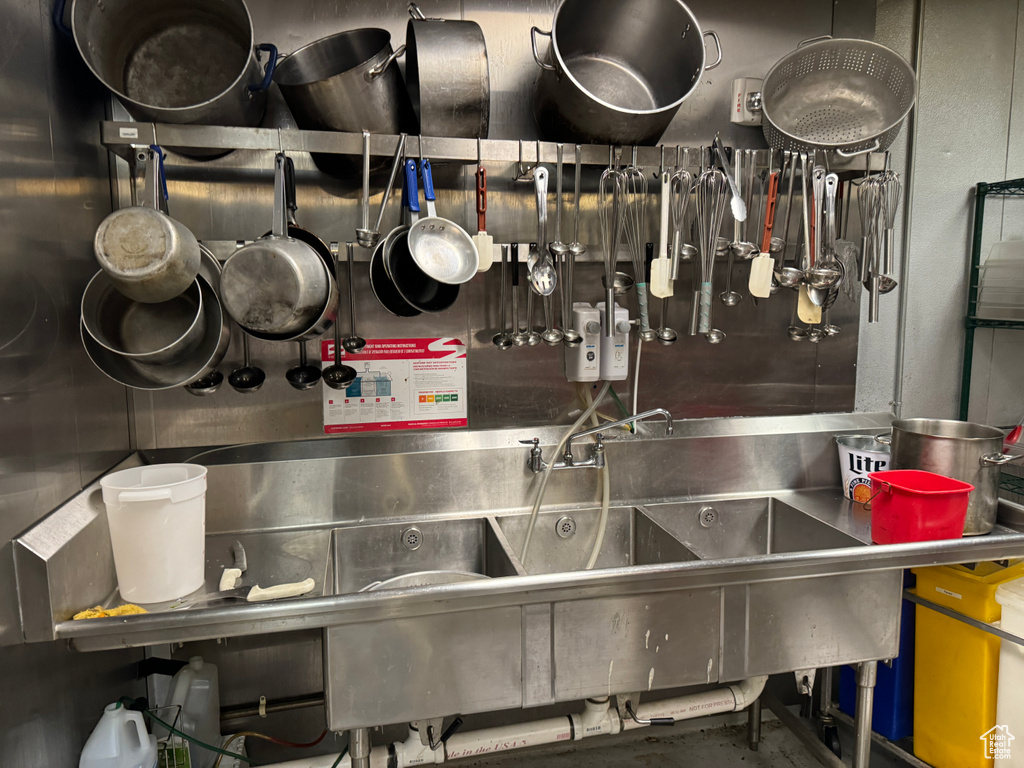 Room details featuring stainless steel counters