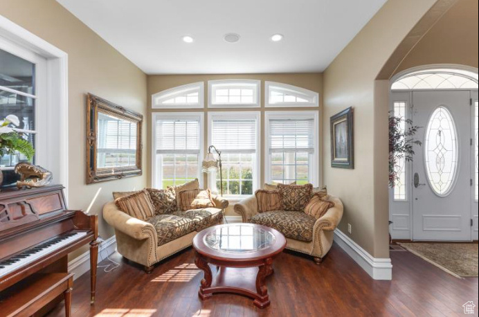 Living room featuring hardwood / wood-style flooring