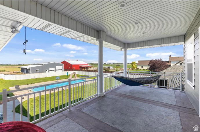 View of patio / terrace featuring a fenced in pool