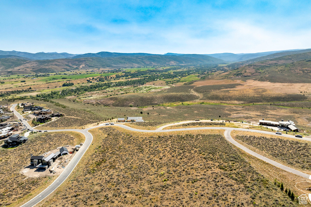 Aerial view featuring a mountain view