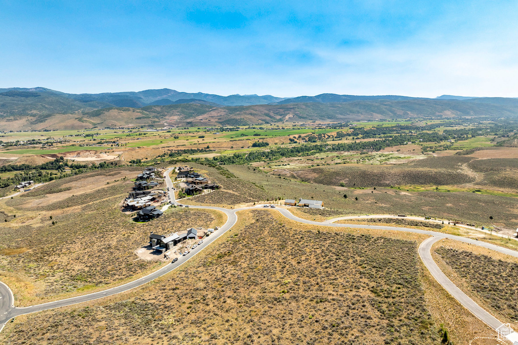 Aerial view with a mountain view and a rural view