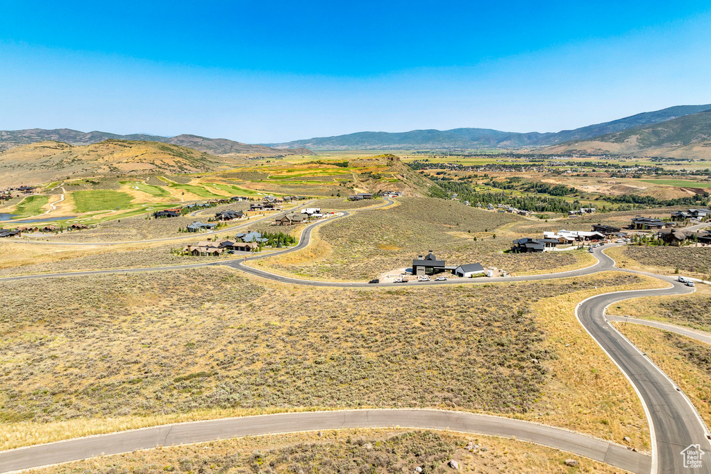 Aerial view featuring a mountain view