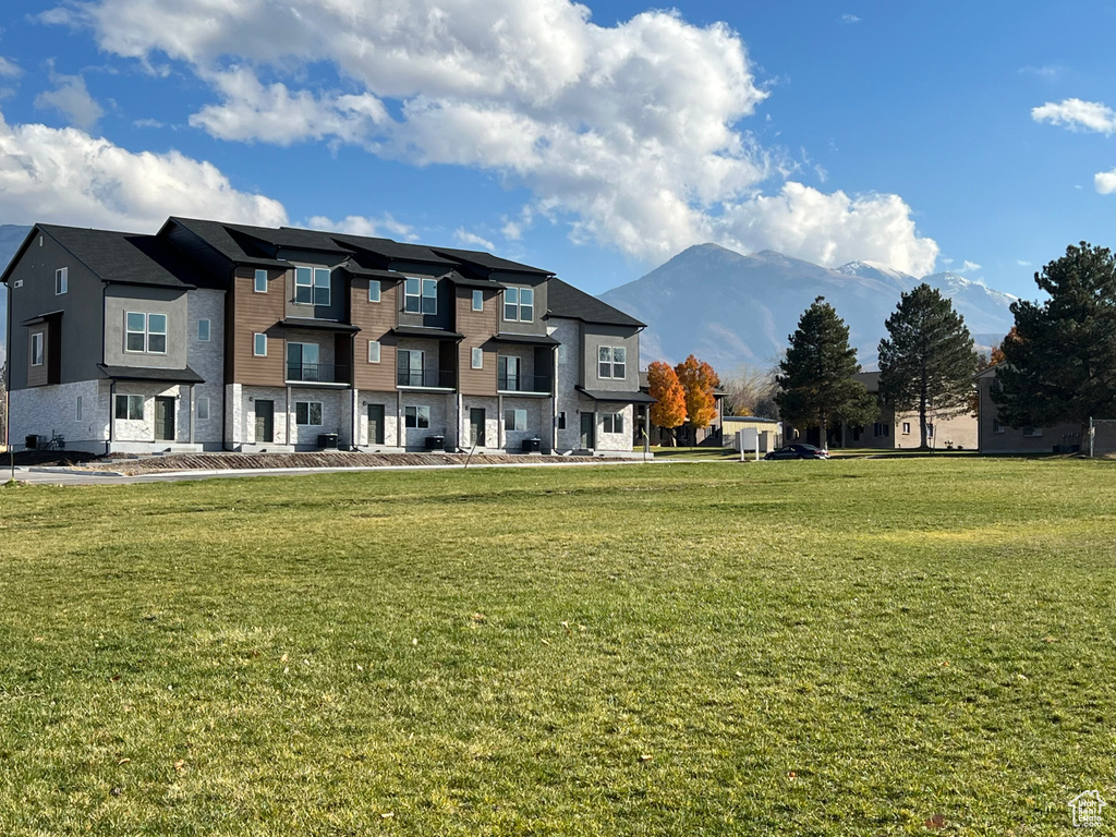 Exterior space featuring a mountain view