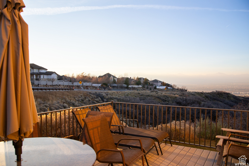 View of deck at dusk