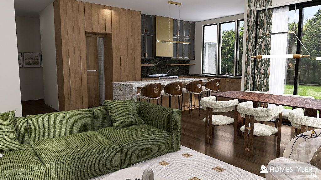 Living room featuring dark hardwood / wood-style flooring and sink