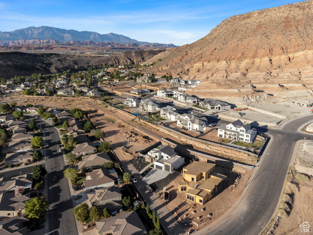 Drone / aerial view with a mountain view