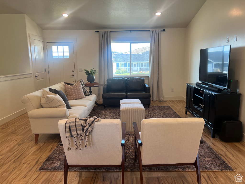 Living room featuring wood-type flooring