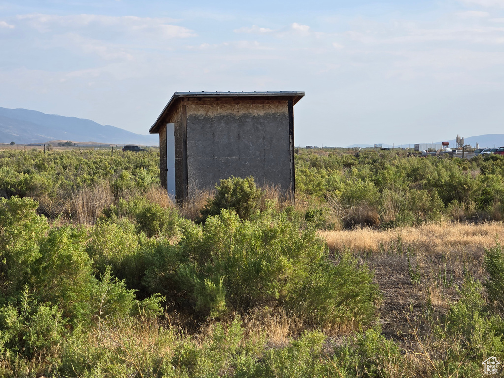 Exterior space featuring a mountain view