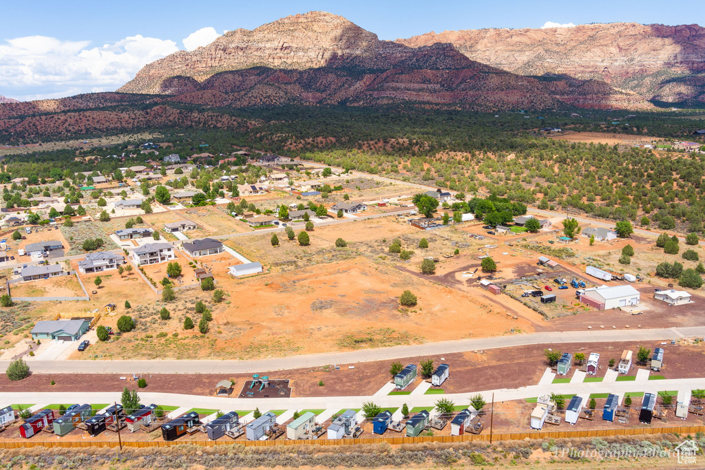 Bird's eye view featuring a mountain view