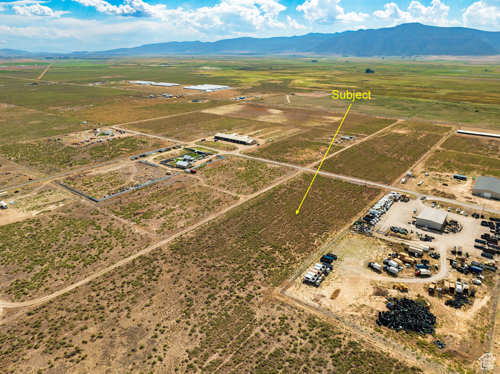 Aerial view featuring a mountain view and a rural view