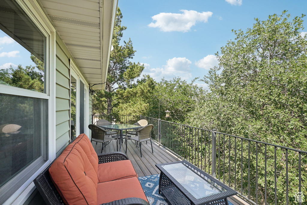 Balcony with an outdoor hangout area