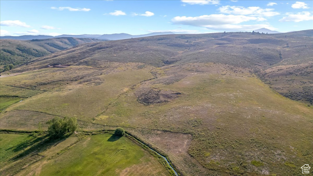 Birds eye view of property with a mountain view