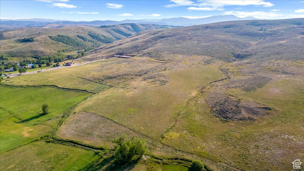 Drone / aerial view featuring a mountain view and a rural view