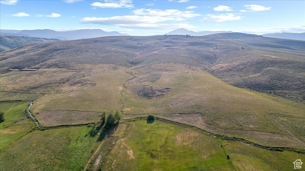 Aerial view with a mountain view
