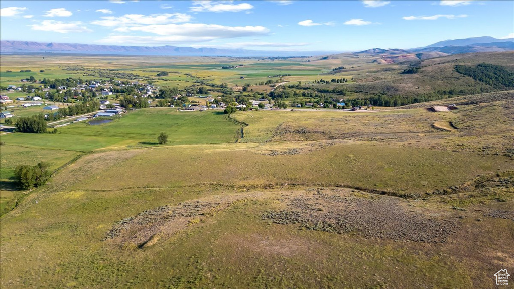 Aerial view featuring a mountain view