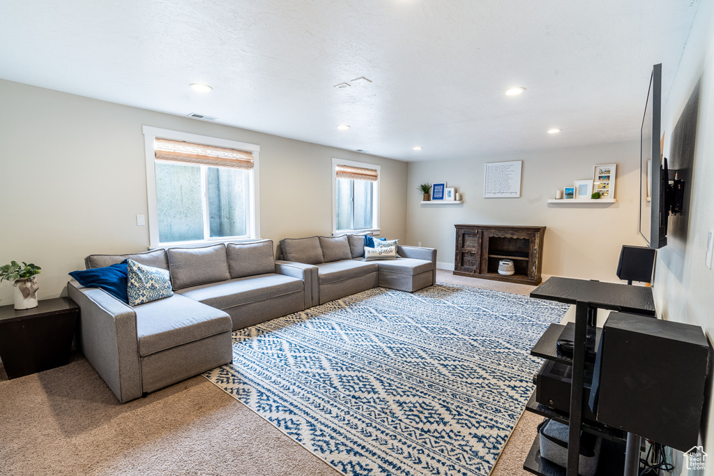 View of carpeted living room