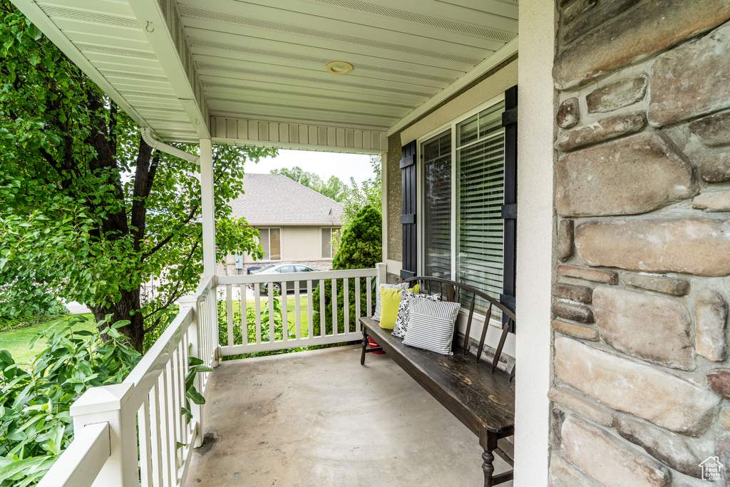 Balcony featuring a porch