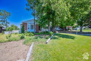 Obstructed view of property featuring a front yard