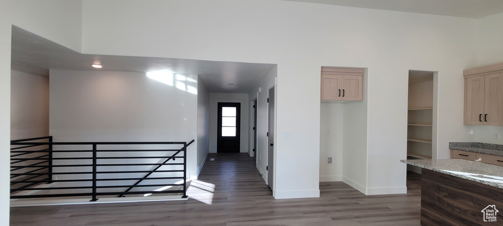 Interior space with hardwood / wood-style flooring