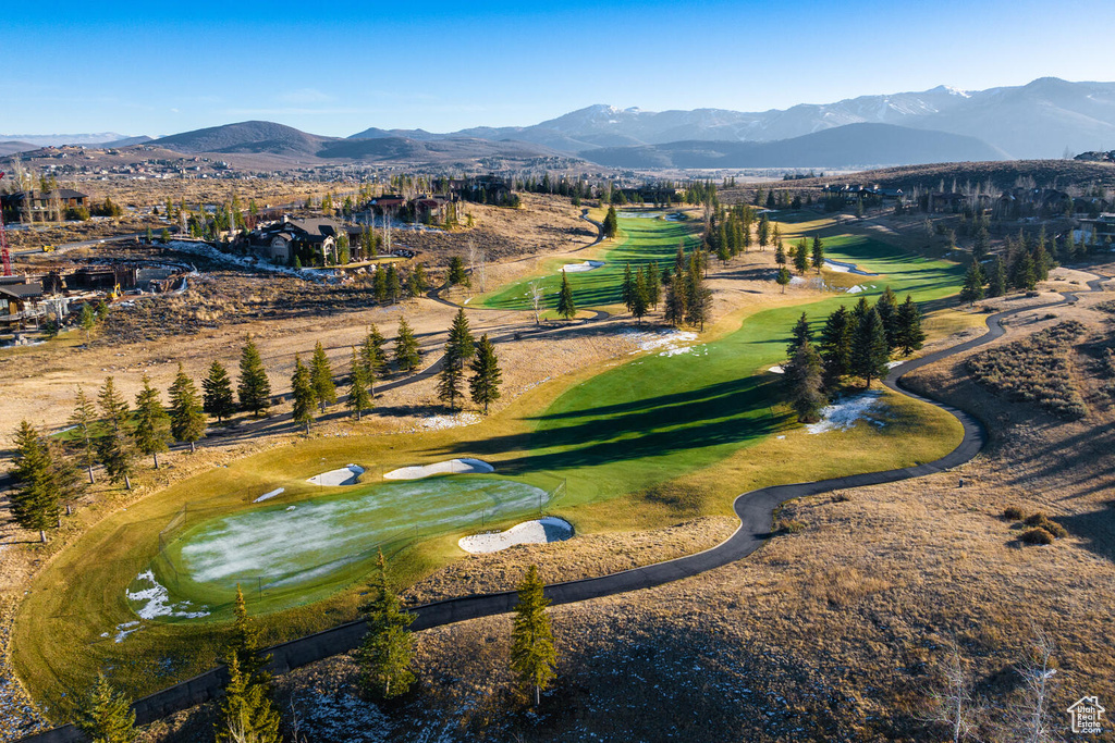 Birds eye view of property featuring a mountain view