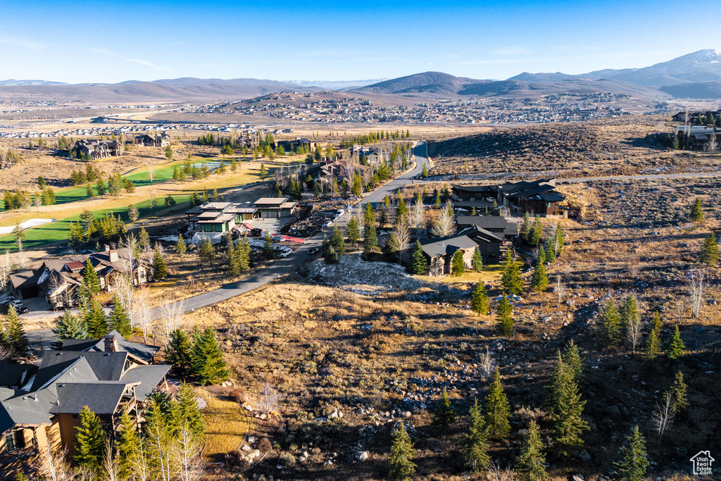 Aerial view featuring a mountain view