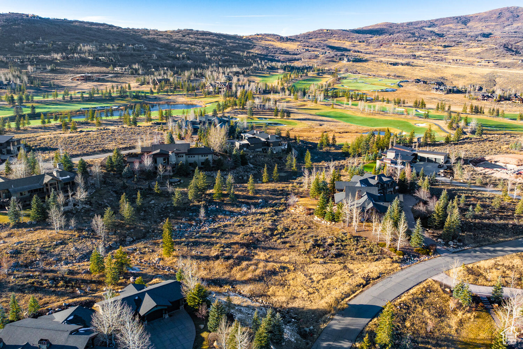 Bird\'s eye view featuring a mountain view