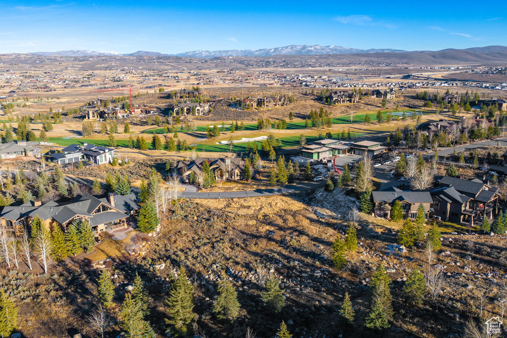 Drone / aerial view with a mountain view