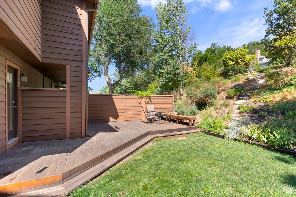 View of yard featuring a deck