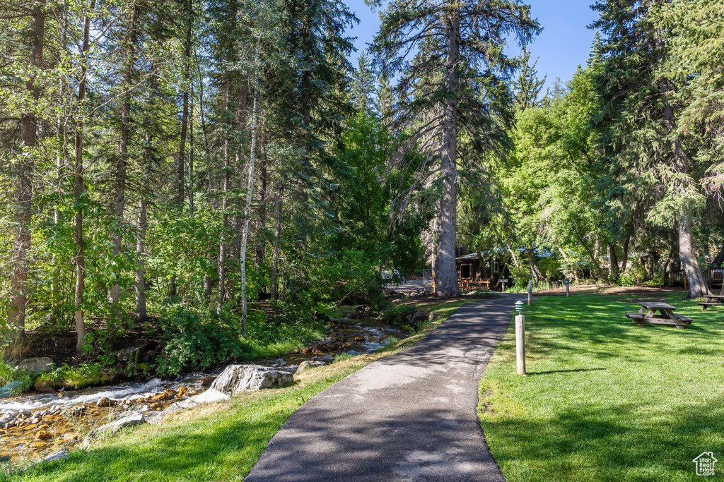 View of home's community featuring a lawn