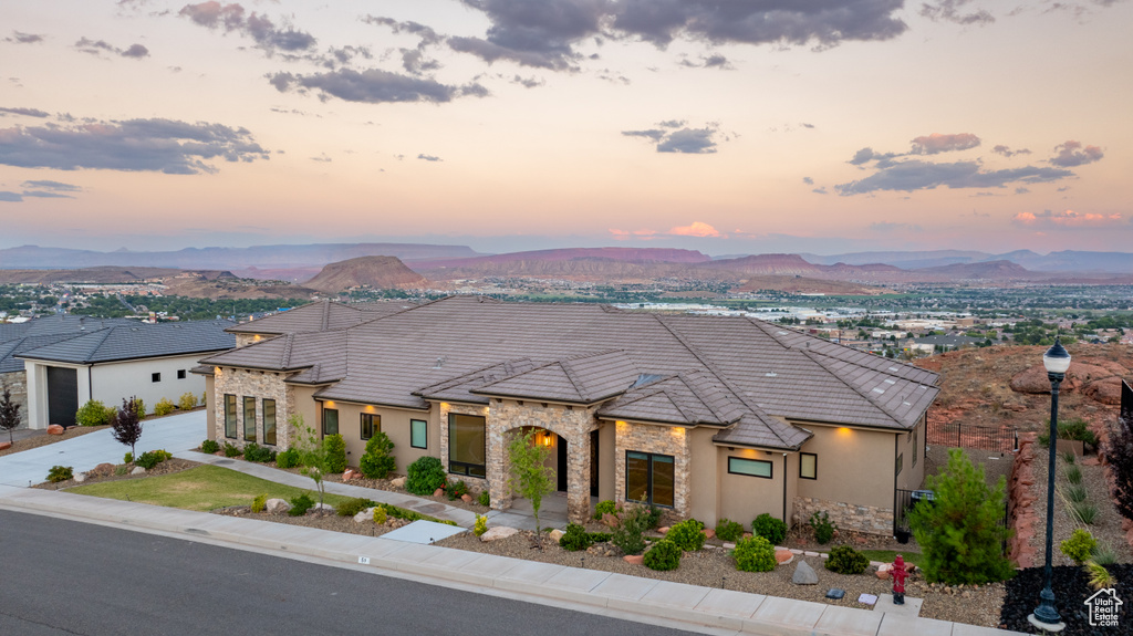 View of front facade featuring a mountain view