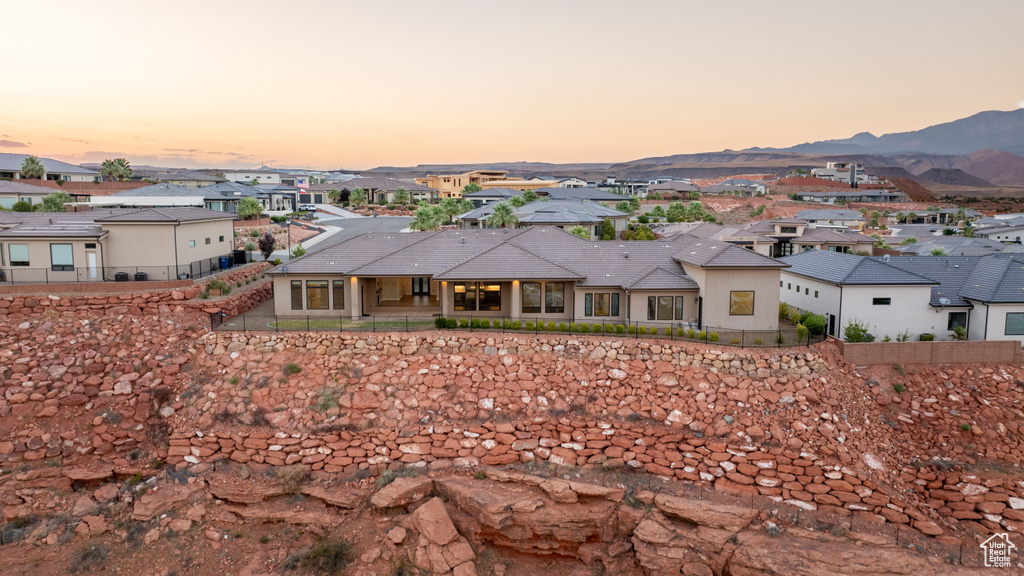 Exterior space featuring a mountain view