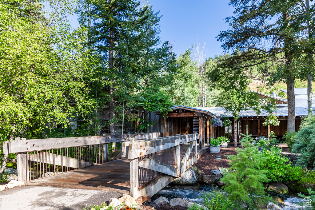 Surrounding community featuring a water view