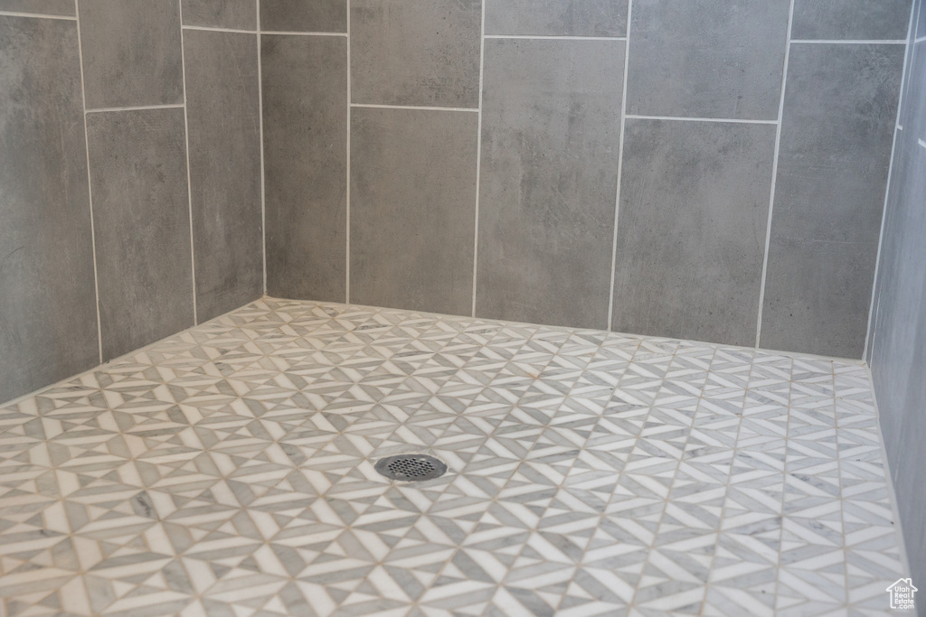Bathroom view of tiled shower