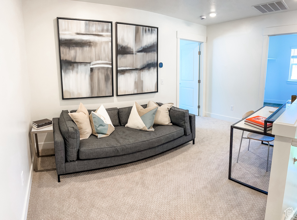 Living room with carpet flooring