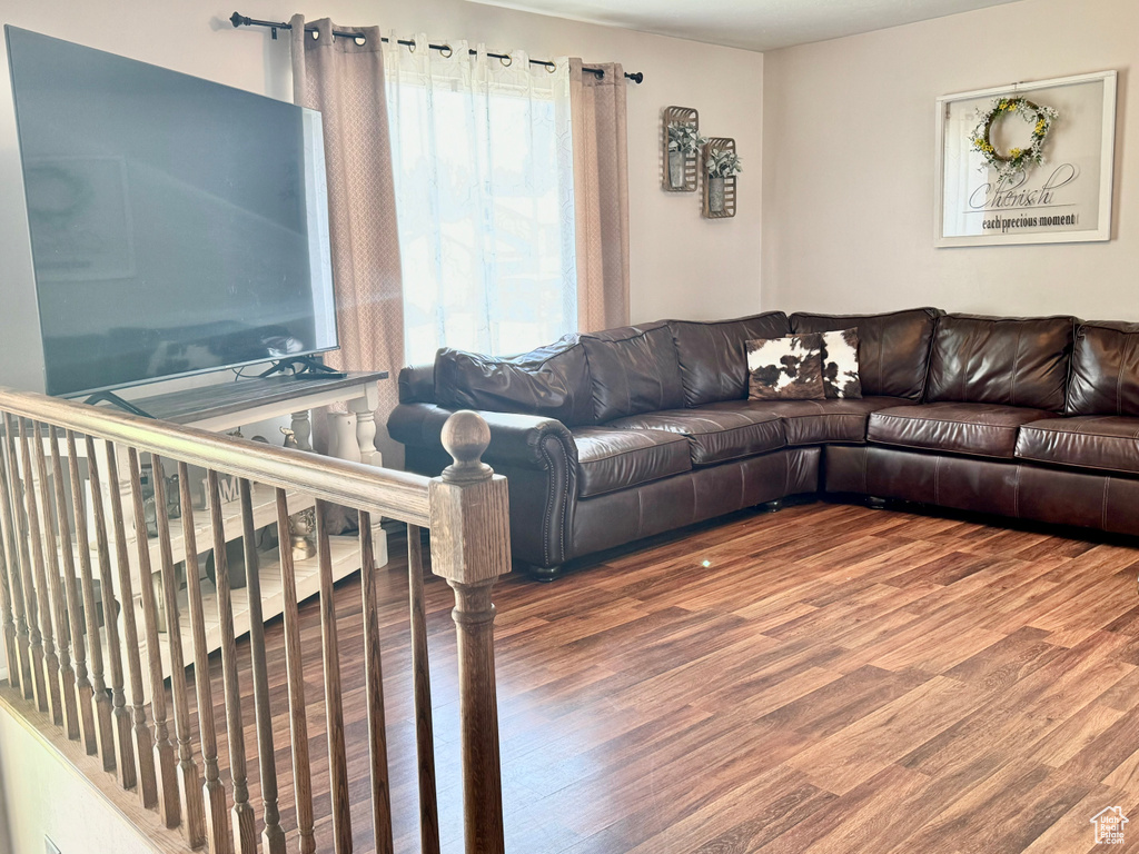Living room featuring hardwood / wood-style flooring