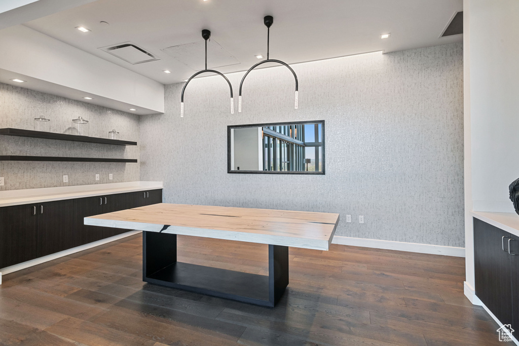 Playroom with dark hardwood / wood-style flooring