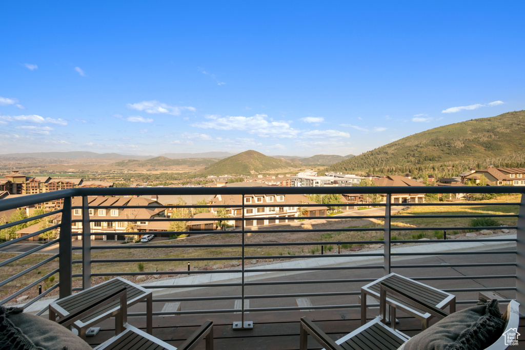 Balcony with a mountain view